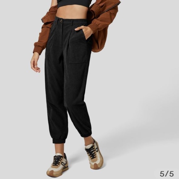 Mid Rise Button Zipper Multiple Pockets Corduroy Casual Joggers - Picture 5 of 5